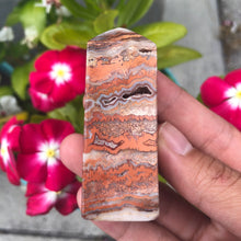 Load image into Gallery viewer, Red-Orange Crazy Lace Agate Obelisk Tower
