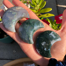 Load image into Gallery viewer, Moss Agate Crescent Moon

