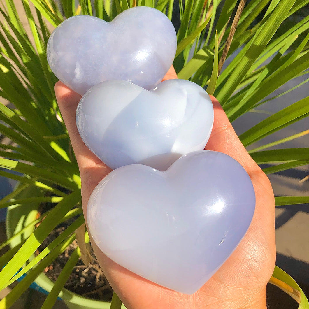 Large Blue Chalcedony Puffy Heart